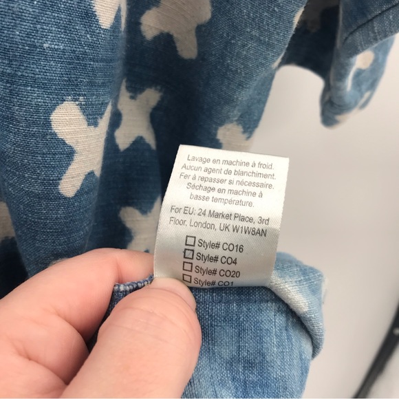 Anthropologie PO-EM Tunic Chambray Blue X’s Sz Medium - Picture 4 of 8